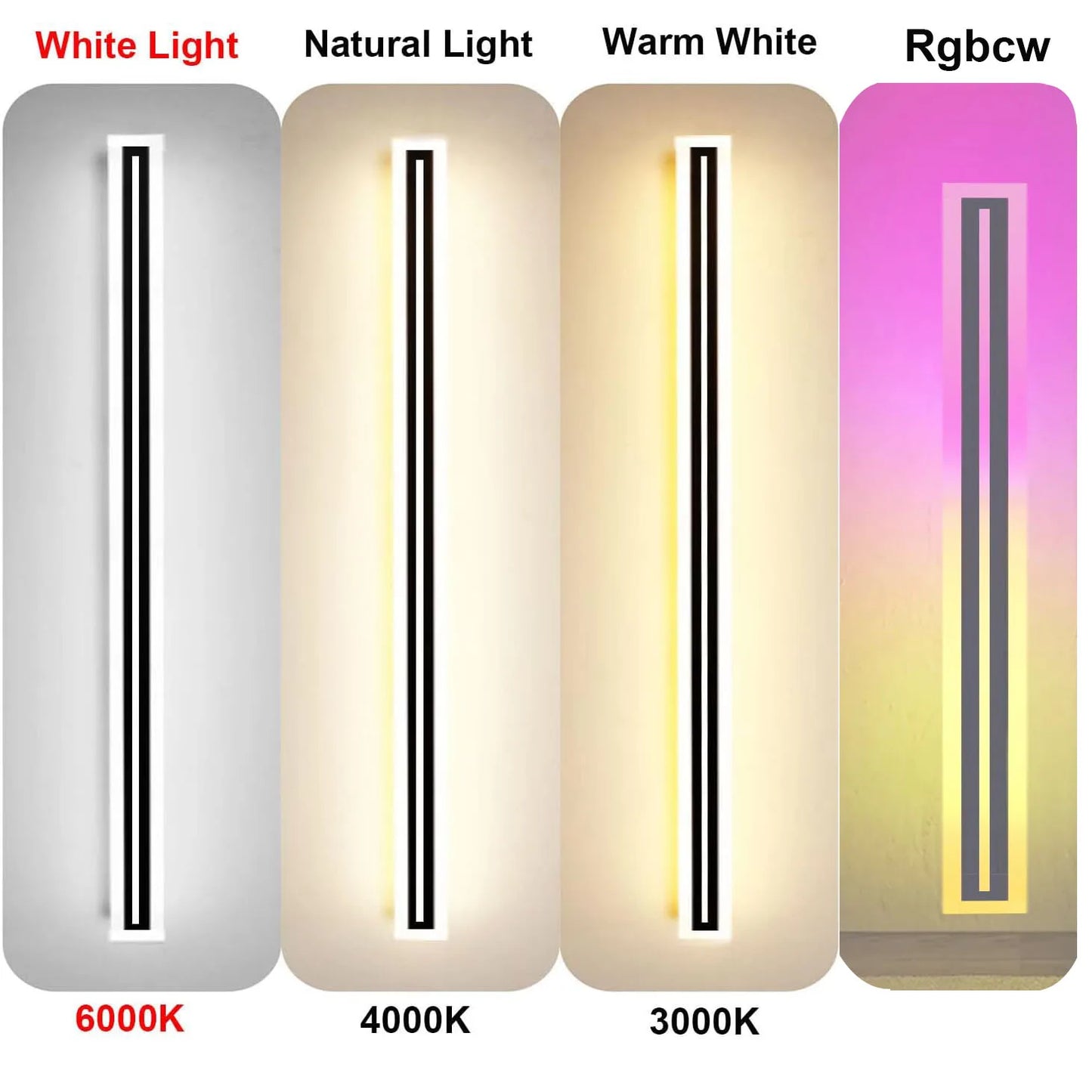 Outdoor LED Wall Sconce Long Strip Light Modern IP67 Frosted Acrylic