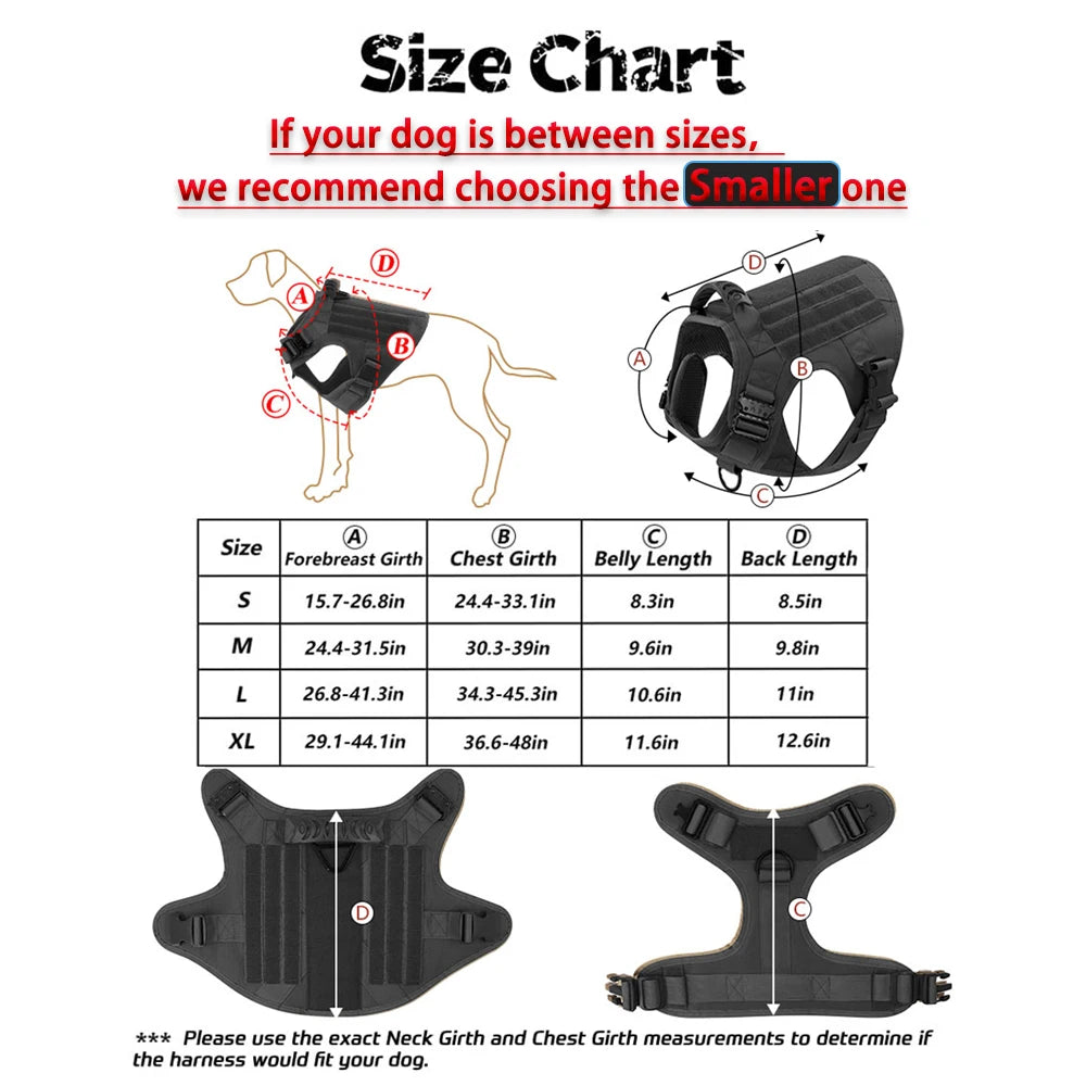 PETRAVEL Tactical Dog Harness Leash Set For Malinois And Large Dogs No Pull
