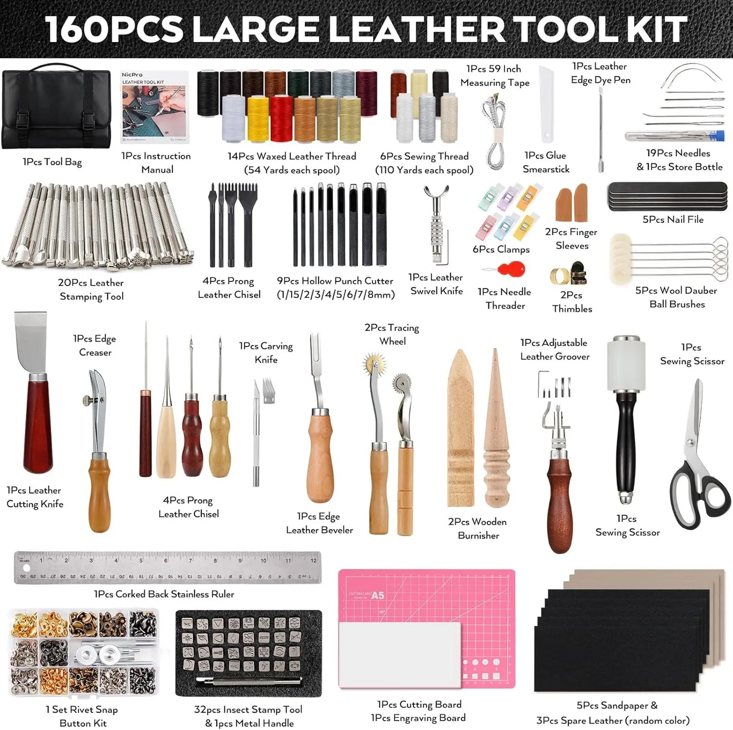Leather Craft Tool Kit Storage Bag for Stamping and Carving