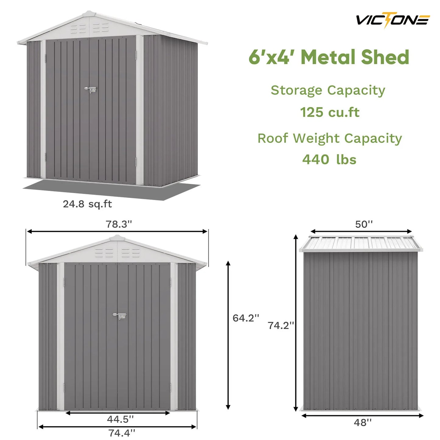 Victone Metal Outdoor Storage Shed For Garden And Backyard