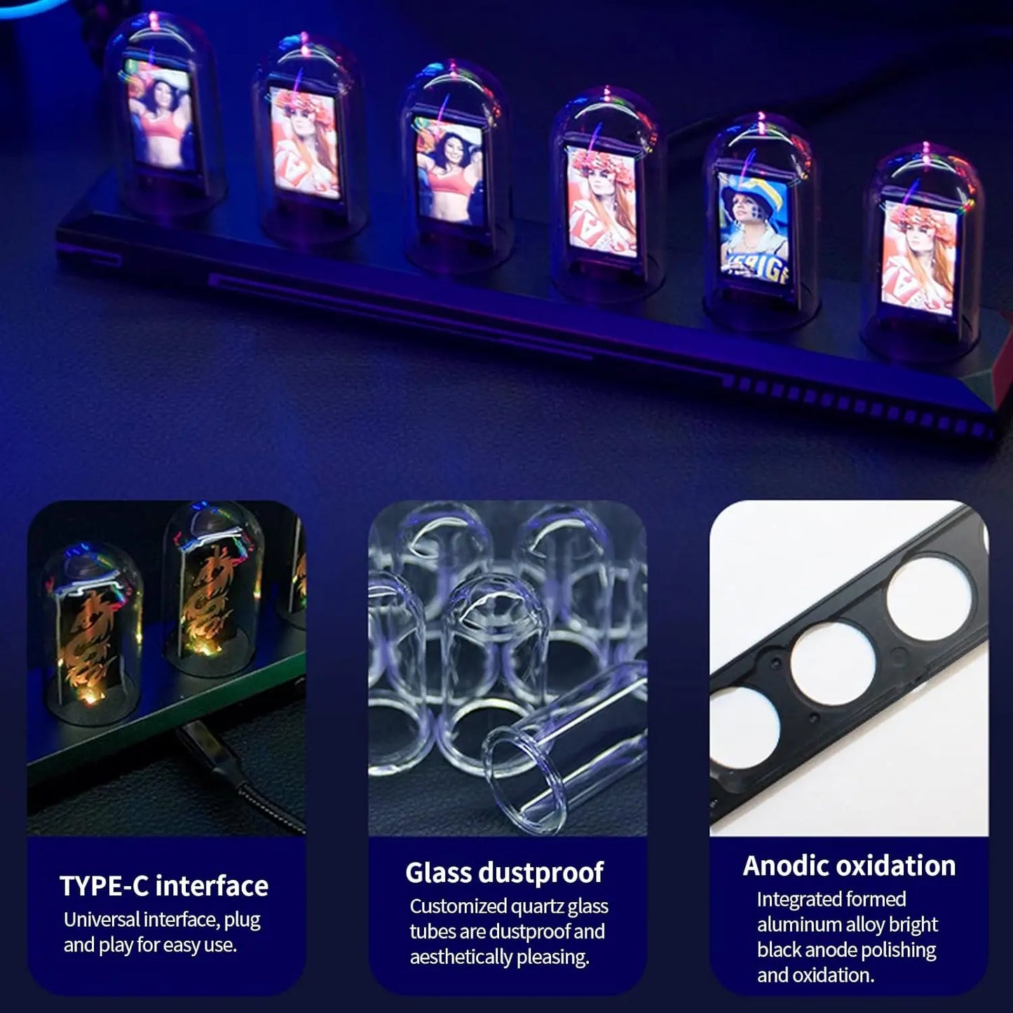 Aiopp Night Light Nixie Tube Clock Kit With App Calibration