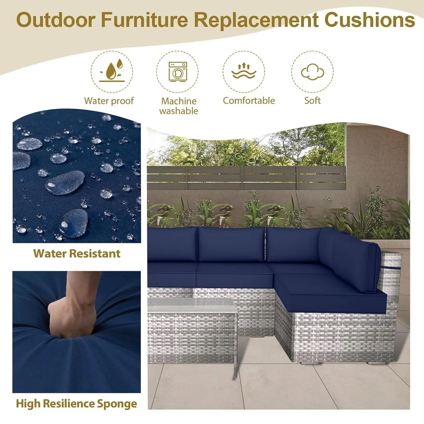 Outdoor Replacement Cushions For Patio Furniture Water Resistant