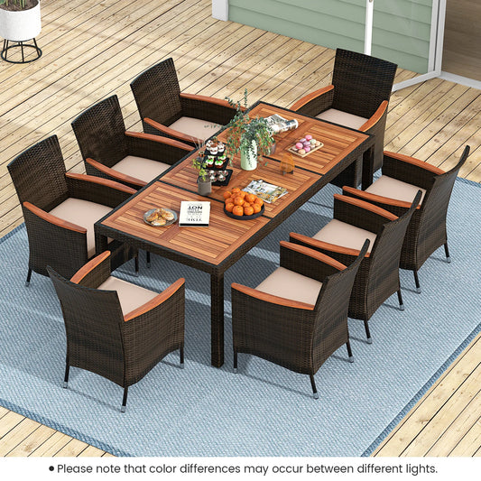 HOMASIS Outdoor Patio Wicker Dining Set With Umbrella Hole