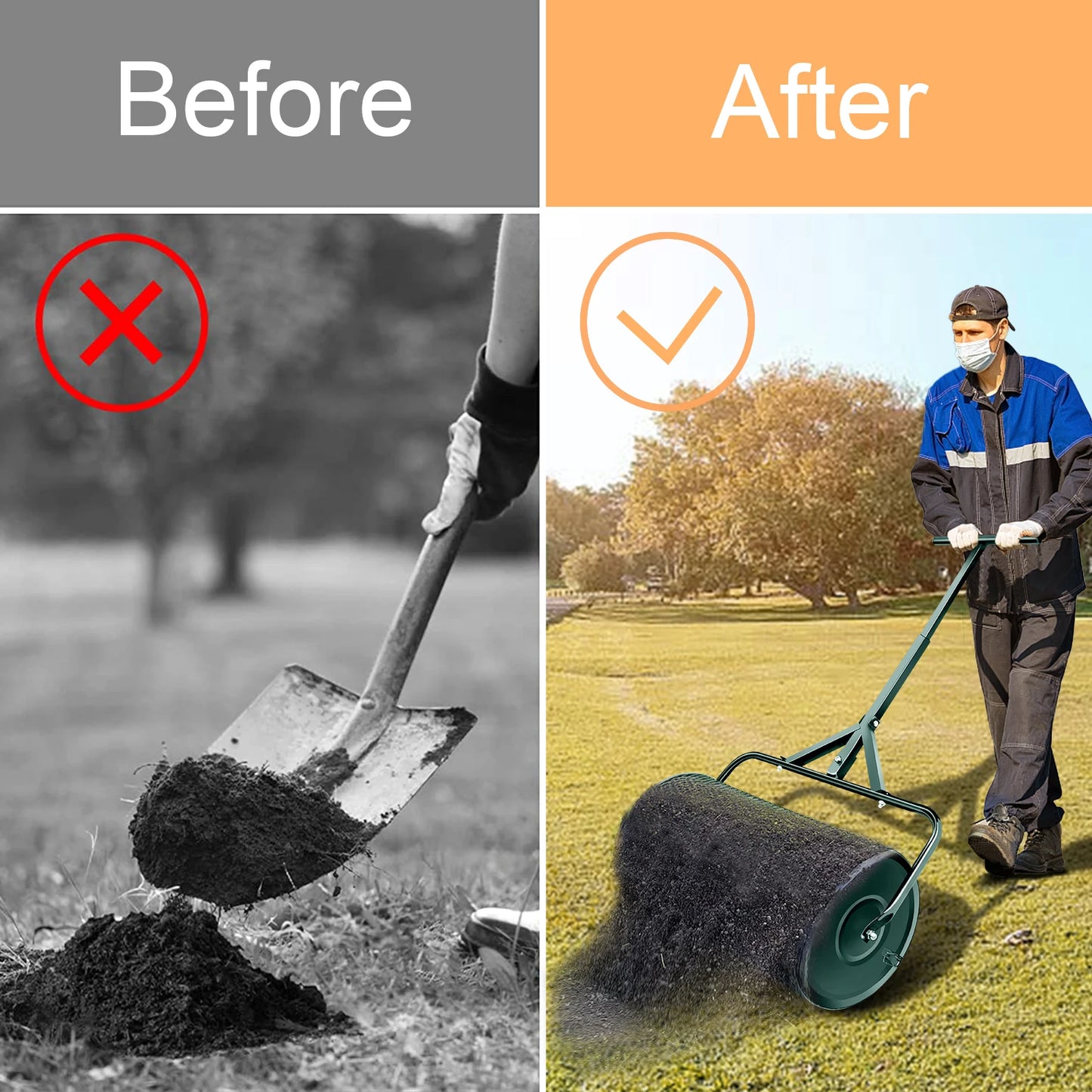 T Shape Handle Compost Peat Moss Metal Mesh Manure Spreader