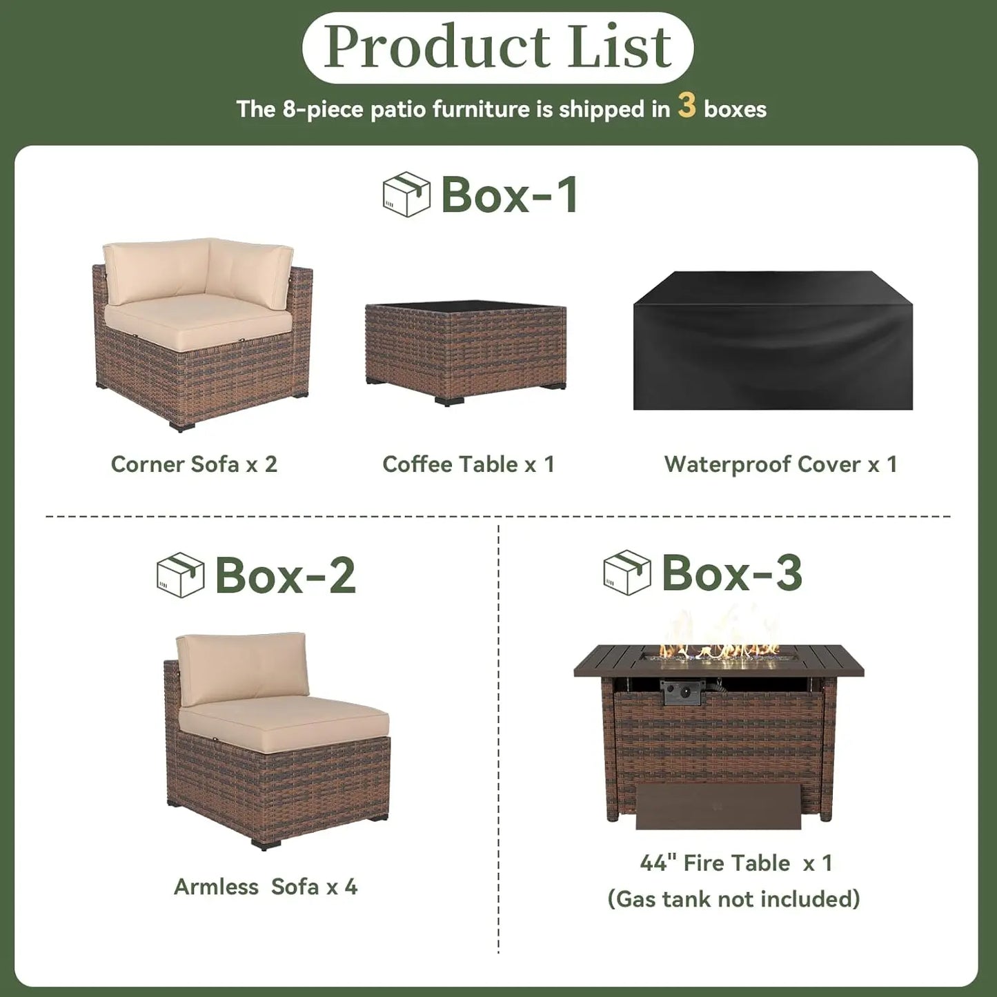 Patio Furniture Set With Fire Pit Table And Coffee Table