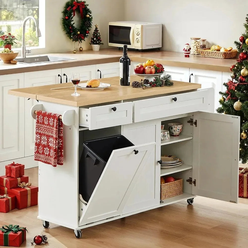 Kitchen Island With Power Outlet Drop Leaf And Knife Holder