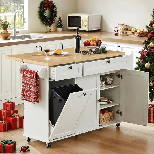 Kitchen Island With Power Outlet Drop Leaf And Knife Holder