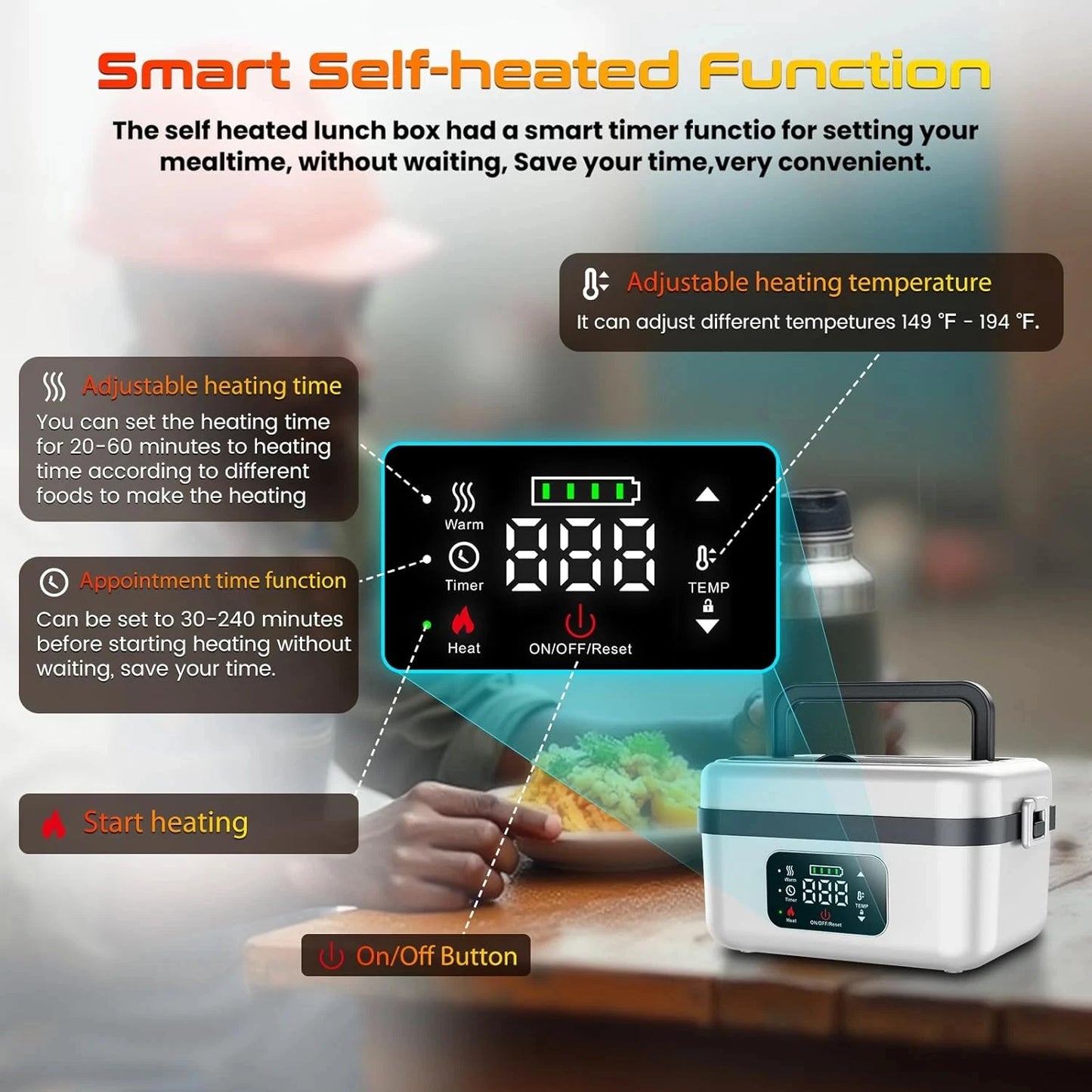 Wireless Insulated Lunch Box With 8000mAh Battery Capacity